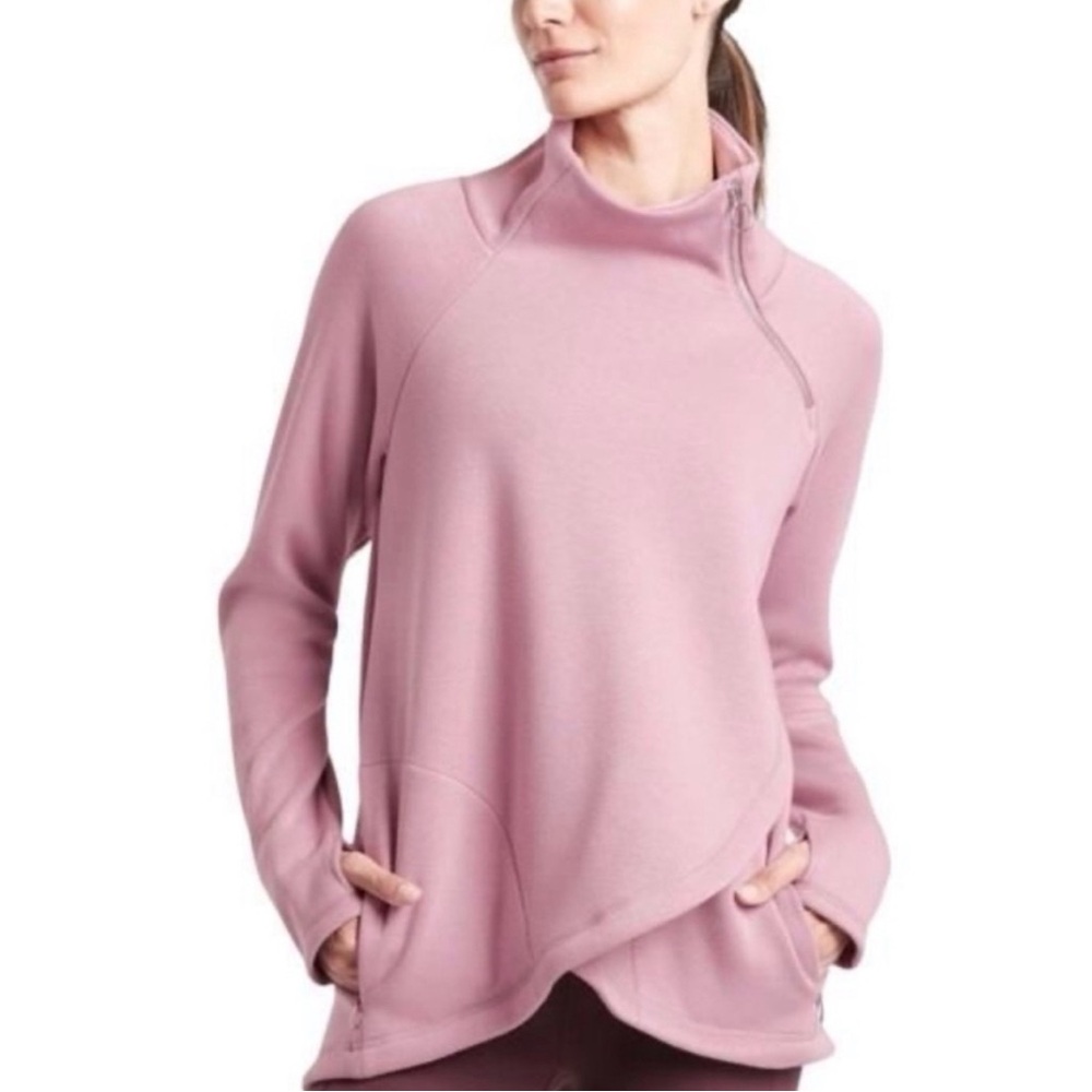 Athleta Cozy Karma Asymmetrical Split Front Sweatshirt, sz S